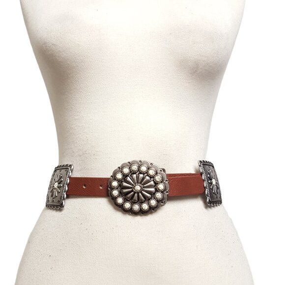 Western Concho Belt in man-made, vegan, animal friendly, cruelty free leatherett